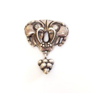 Vintage Georg Jensen Denmark 830 Silver & Glass Brooch/Pin #27